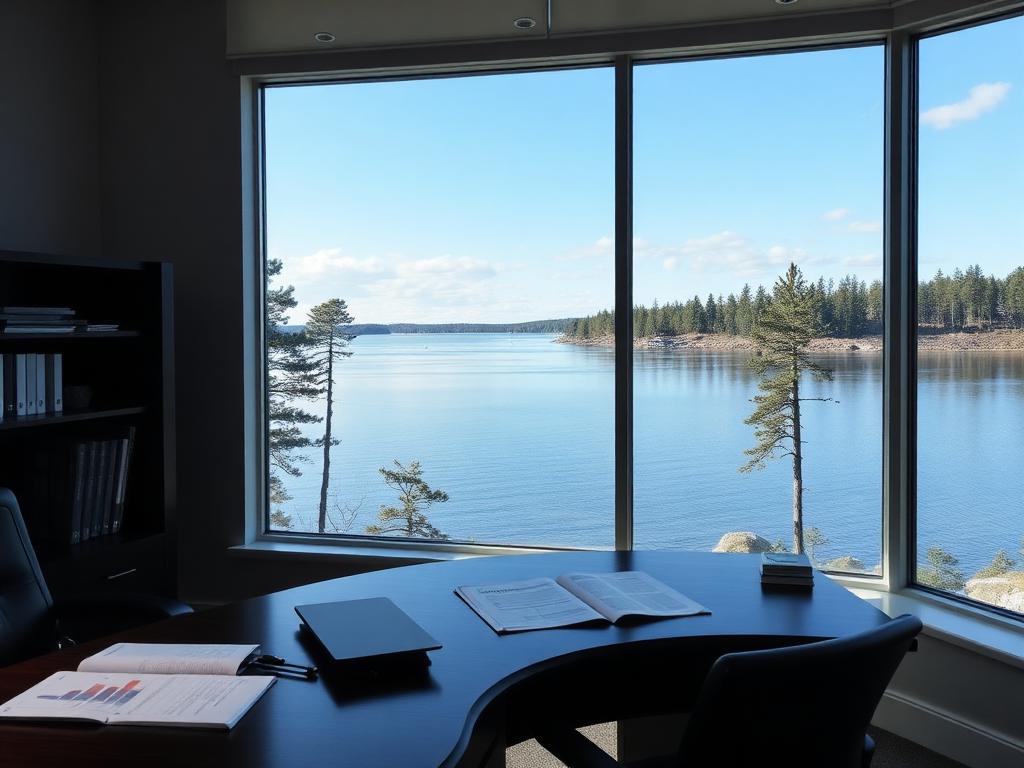 Northern Michigan business office with bay views supporting cannabis accounting in Traverse City